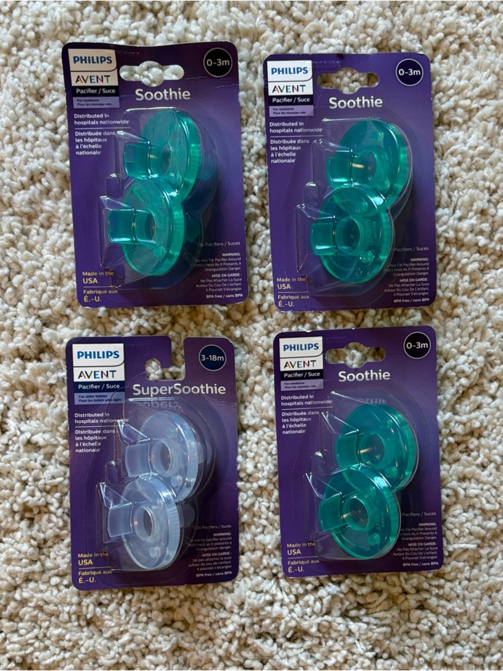 Philips Avent Soothie Pacifier Lot NIP 8 Pacifiers 0-3M & 3-18M